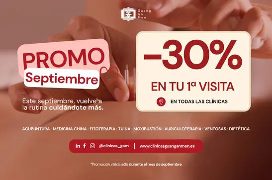 Durante el mes de septiembre, benefíciate de un 30 % de descuento en tu primera visita | Clínicas Guang An Men | Clínicas de Acupuntura