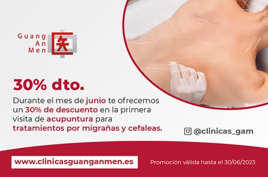 Durante el mes de Junio, benefíciate de un 30% de descuento en tu 1ª visita para los tratamientos por migrañas y cefaleas | Clínicas Guang An Men | Clínicas de Acupuntura